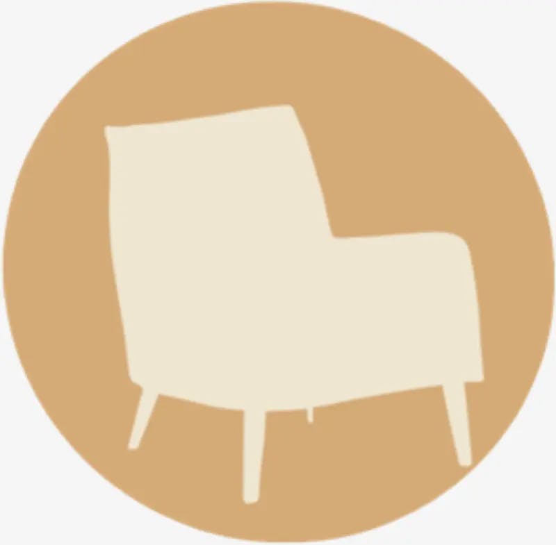 Dessin d'une silhouette d'un fauteuil beige sur fond marron