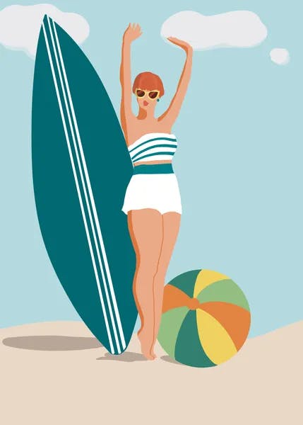 Femme vintage surf