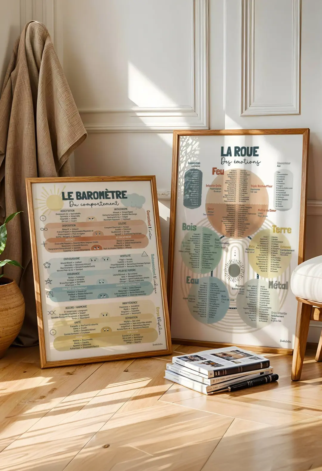 Photo de deux grandes affiches de kinésiologue encadrées